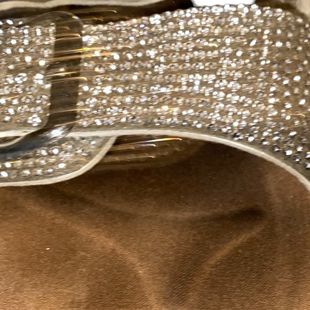 Nicole Miller Sliver Glitter Rhinestones Sandal Slides Size 8 - Picture 7 of 9